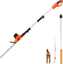 GARCARE Corded Pole Hedge Trimmer 4.8A Electric Hedge Trimmer 450mm Laser Blade