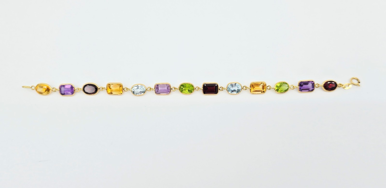 Unique 18K Solid Yellow Gold Multi Colored Gemsto… - image 5