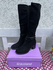 Graceland Damen Stiefel kniehoch schwarz Bloc...