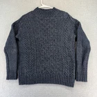 Banana Republic Cable Knit Sweater Mens Medium Blue Knarl Fisherman Preppy