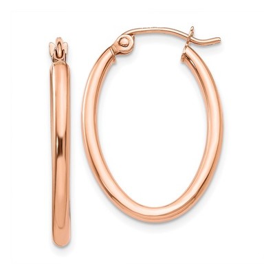 14 Karat Rotgold ovale Creolen Damen poliert aufklappbar minimalistisch Medium Everyda