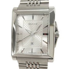 Gucci G-Timeless Rectangular Men's Quartz Watch Silver SS From Japan