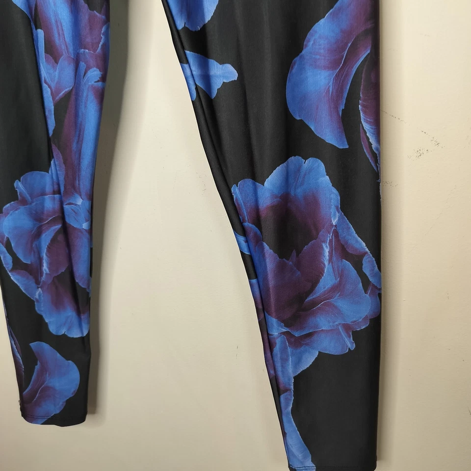 Leggings Onzie Estampado Floral S Pequeños Para Mujer 7/8 Largo Azul Púrpura Negro Foto 4 de 4