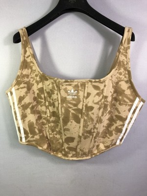 Adidas Corset Top Majic beige Tiermuster + Streifen Gr. 48 100 % Baumwolle