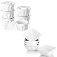 DOWAN Ramekins 8 oz Oven Safe, Dessert Bowls set of 6 & DOWAN Ramekins 8 oz O...