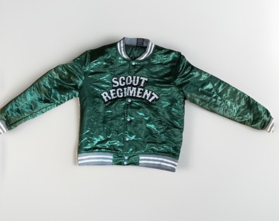 Attack On Titans Scout Regiment Green Bomber Varsity Jacket Size L Large
