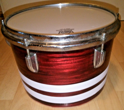 Vintage Fantrommel 12'' Red Oyster Foliert, Weiße Streifen