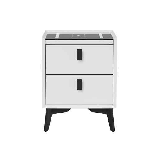 Oikiture Smart Bedside Table Wireless Charging LED Lights Nightstand - Picture 7 of 70