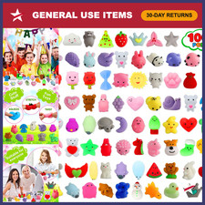 100 Pack Tiny Mochi Squishies Fidget Toys - Bulk Party Favors for Kids, Goodie B
