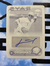 2024 Topps Chrome Update Junior Caminero Yellow Printing Plate Auto 1/1 RC Rays
