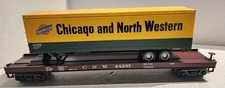 MTH O Scale Flat Car With 40' Trailer Chicago Northwestern #14029