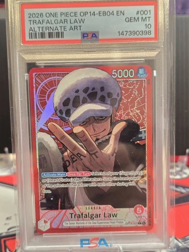 OPTCG OP14-001 Azure Sea's Seven Trafalgar Law Alternate Art Leader PSA 10