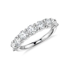1.30 Ct Diamond Round Half Eternity Wedding Band Women Ring 14K White Gold Over