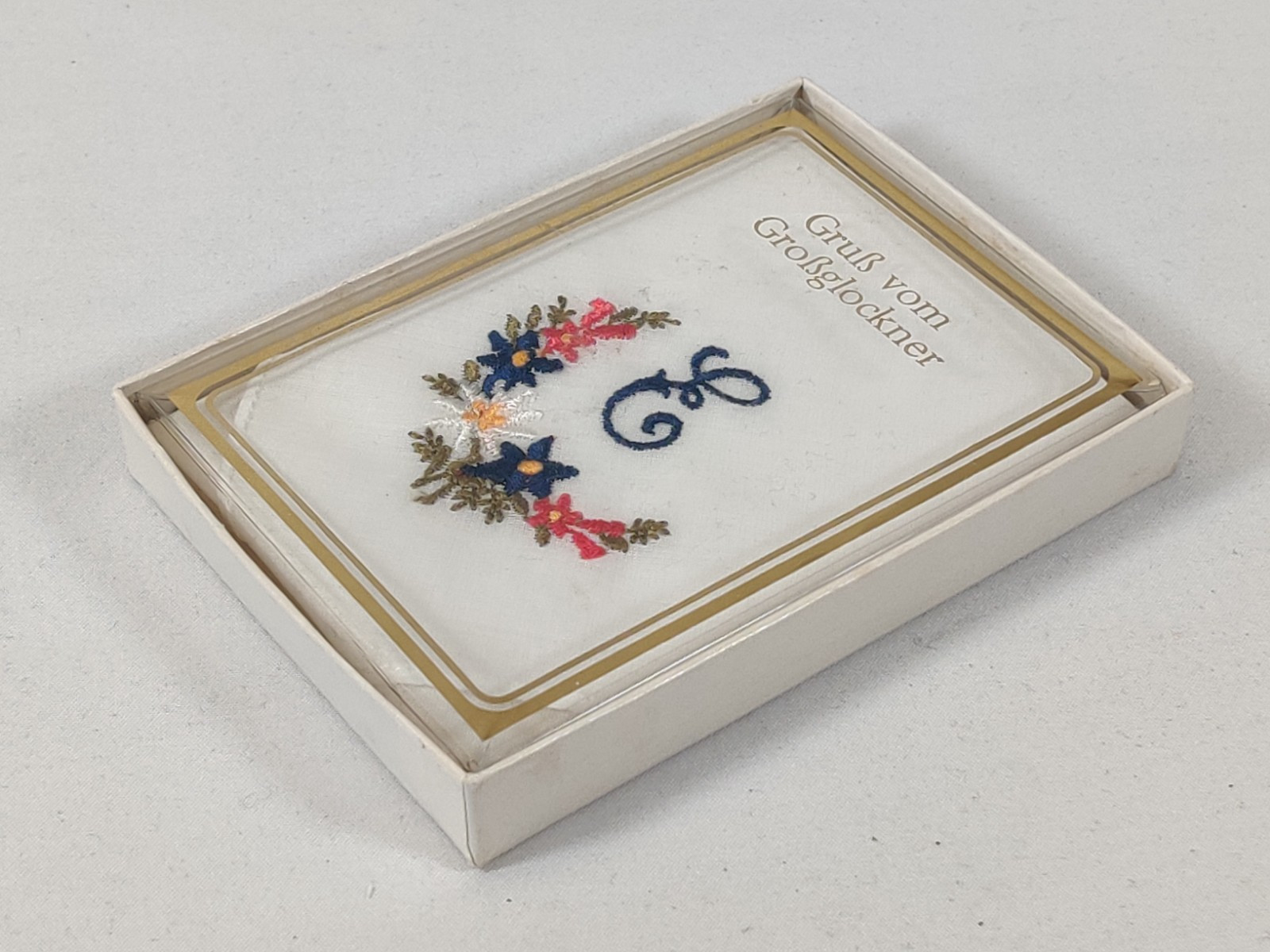 E Initial Handkerchief Monogram 10" Square Austri… - image 3