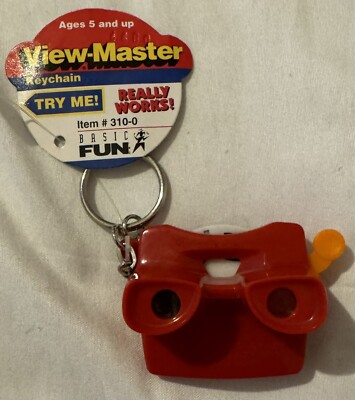 Vintage View-Master Keychain Miniature Red Viewer Key Ring 1997 Astronauts Space