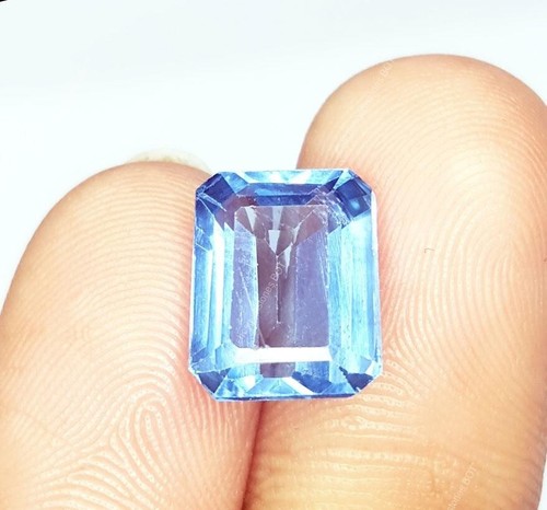 Pierre Précieuse émeraude Tourmaline Bleue - Certifiée GIE, Naturelle, Taille émeraude - Neuf
