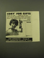 1959 Cory Automatic Electric Can Opener Ad - Cory for Gifts
