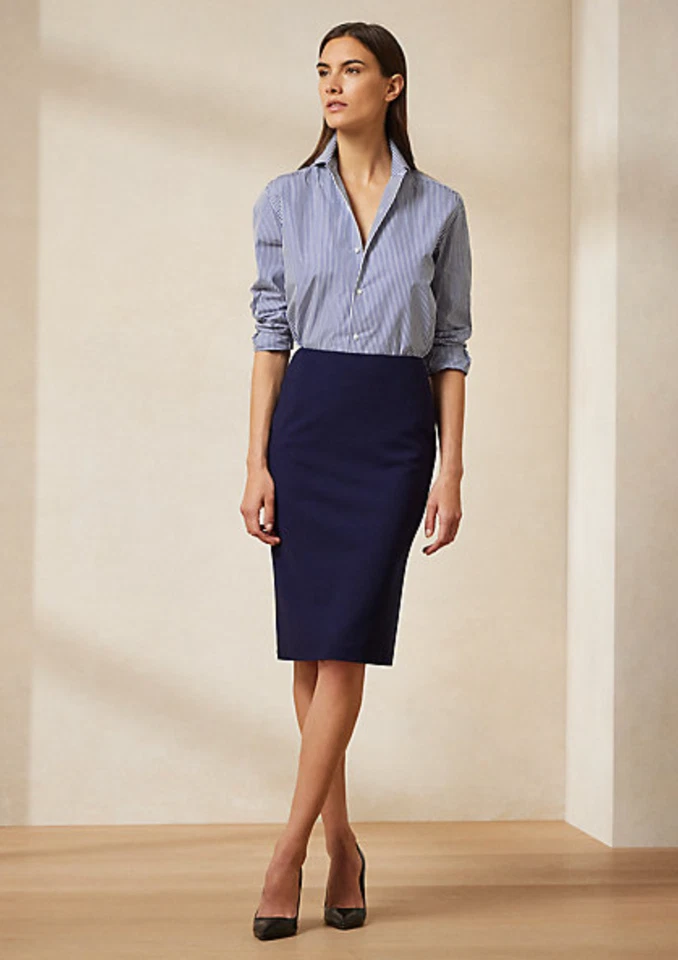 RALPH LAUREN ~ Size 2 ~ Black Label High Waist Stretch Wool Pencil  Skirt a61