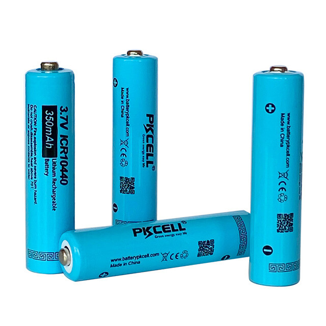 4Pcs AAA Cell ICR10440 3.7V 350mAh Li-ion Rechargeable Batteries Button Top