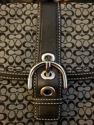 美品 Coach Soho Bag Signature Gray Black Coach Grey Signature C Soho Shoulder Bag – Rediscover Vintage