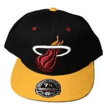Miami Heat Hat Size 7-1/4 Mitchell & Ness Authentic NBA Cap Black Yellow