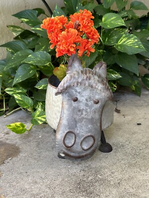 Rustic Galvanized Horse Planter New Inside/Outside Zaer Ltd.