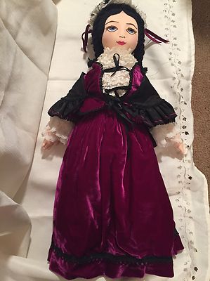 Vintage Elegant European Lady Cloth Doll Artist made 24'' , embroidered face,