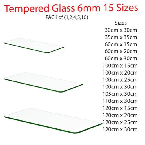 Clear Tempered Glass Shelf Panel Storage Sheet Shelving Display Bathroom Shelves - Afbeelding 1 van 11