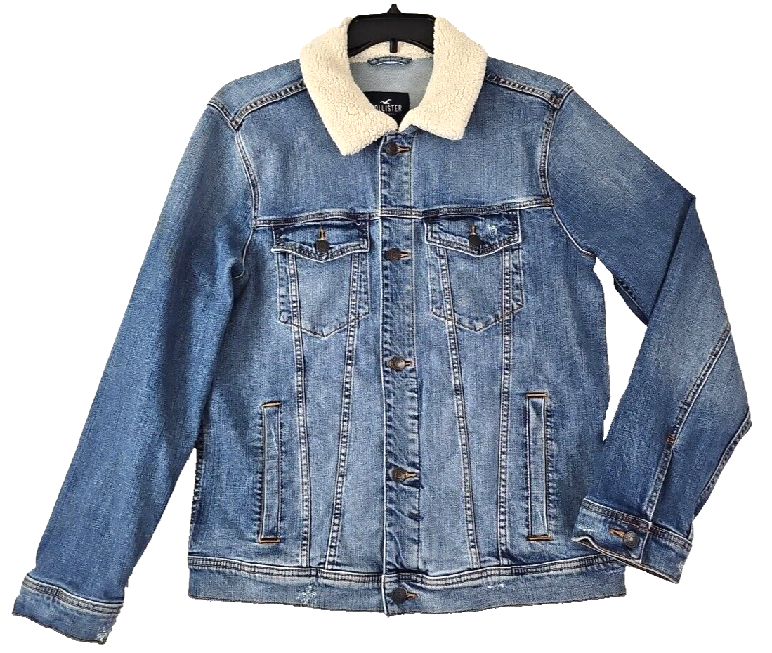Hollister Epic Flex ~Men's Size XL~Blue Denim Jean Jacket Sherpa