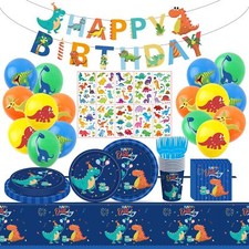 Poqirzan 108PCS Dinosaur Birthday Party Supplies Dinosaur Party Decorations D...