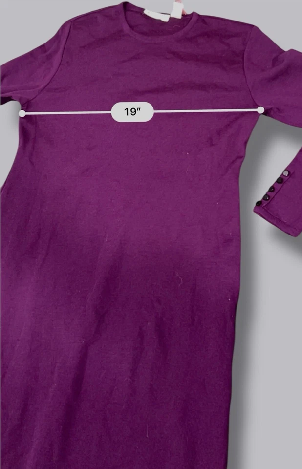 Vintage DANA BUCHMAN Dress 100 % Wool Plum Size Large See Photos - Image 4 of 4