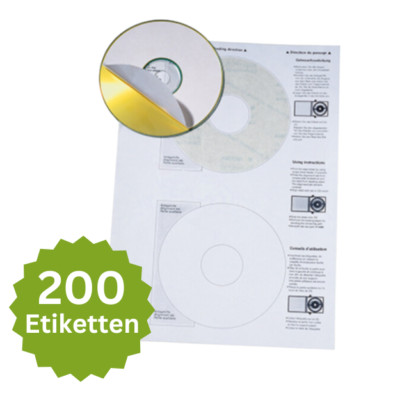 200 x CD DVD Etiketten Aufkleber 117 mm Durchmesser weiß 8656