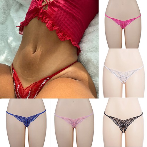 ☆US☆ Sexy Women Lace Thong G-string Panties Lingerie Underwear Crotchles T-back✔ - Picture 6 of 29