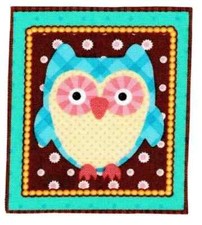 bird owl fabric applique iron on pink brown not embroidered 3 inch new