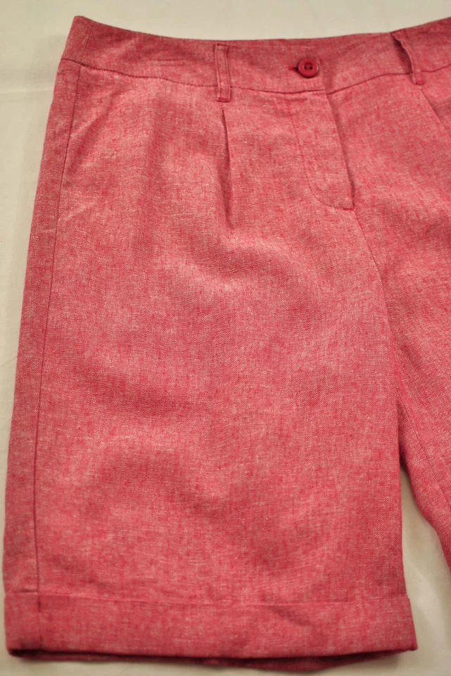 Mujer Chadwicks Pantalones Cortos Talla 8 Rojo Brezo Cremallera Frontal Bolsillos Traseros Cinturón Trabillas Foto 3 de 4