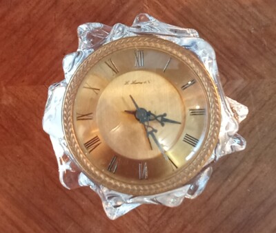 Alte Pendeluhr Pendule Collection Leroy &Cie Kristallsockel Old Clock