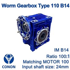 Worm Drive Gearbox NMRV110 100:1 ratio B14 Flange 24mm input shaft Speed reducer