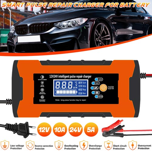 Car Battery Charger 12V/24V Intelligent Automatic Pulse Repair Starter AGM/GEL eBay