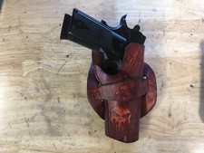 Handmade Leather Holster 1911 Punisher Custom Carving