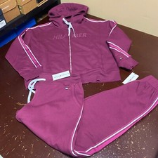 Tommy Hilfiger Womens Purple Long Sleeve Hoodie And Jogger Tracksuit Size Large