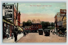 1912 The "Hour Square" Norwalk CT Street View Boston Trolley Posted