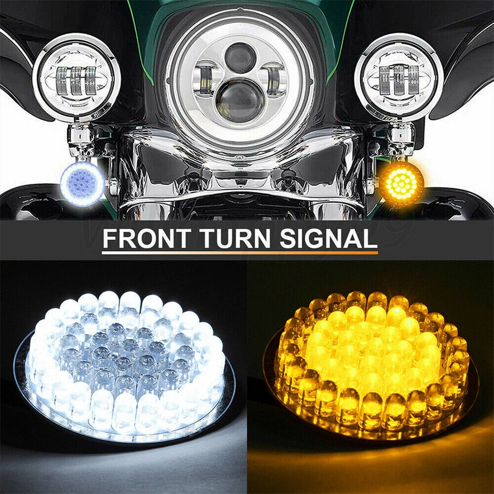 Front 2" Led Turn Signal Light 1157 Bulb For Harley Touring Road Glide Limited Foto 4 de 4