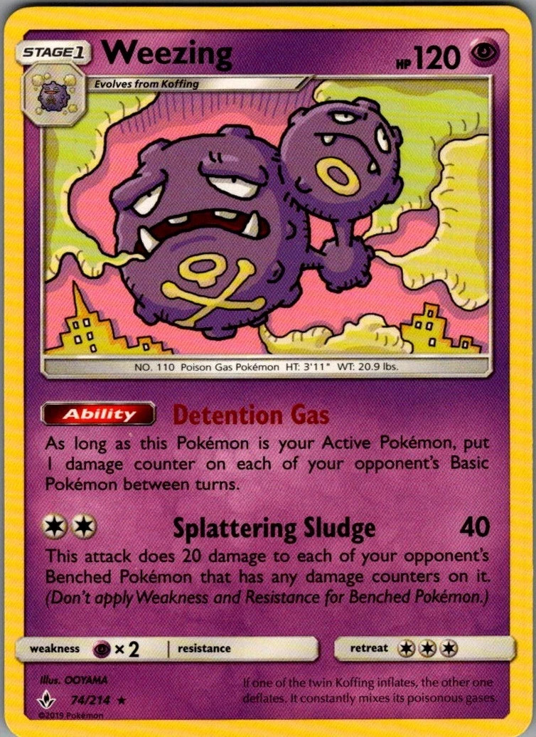 Weezing SM - Unbroken Bonds 74/214 Pokemon TCG Card Rare NM