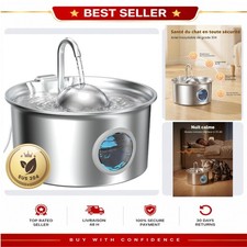 Fontaine à eau chat chien 2,6 L inox Dctrod S20 silencieuse