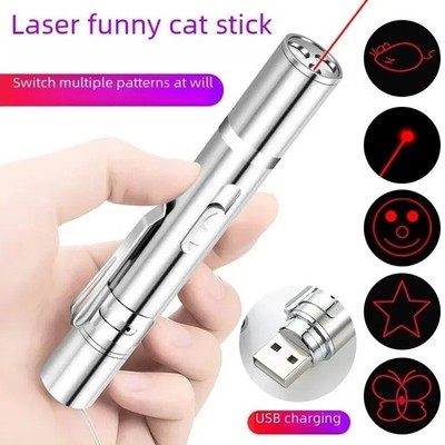 Red Laser Pointer USB Rechargeable Lazer UV Light LED Flashlight Cat Dog Pet Toy