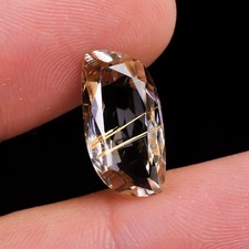 Faceted Golden Rutilated Quartz Gemstone, S Shape Cut Stone 15X8X5 mm 