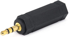 3.5Mm Stereo Plug to 6.35Mm 1/4 Inch Stereo Jack Adaptor - Gold Plated, Black