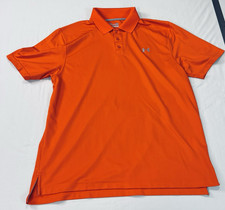 Under Armour Polo Shirt Mens XL Orange Golf Stretch Golf Heatgear Breathable EUC