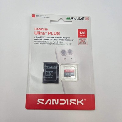 SanDisk Ultra Plus microSDXC 128GB Memory Card With Adapter 200MB/s - New In Box
