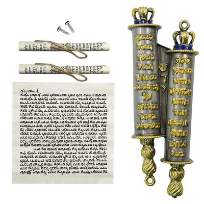 Mezuzah for Door, Metal Mezuzah Case with 2 Scrolls for Jewish Gifts, Jewish Hou